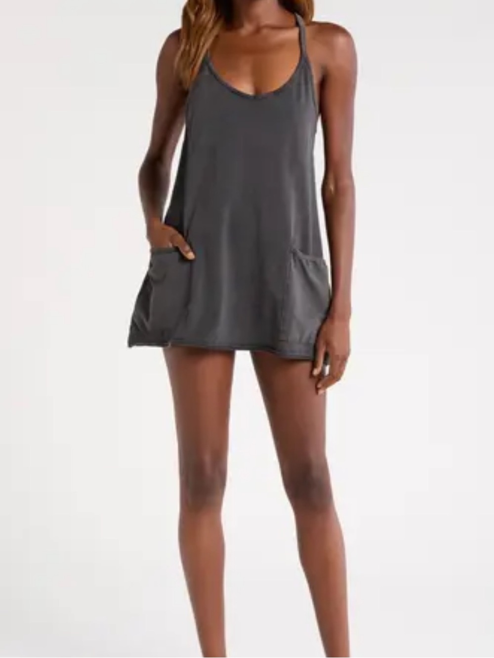 Free People Charcoal Gray Sleeveless Romper Tunic